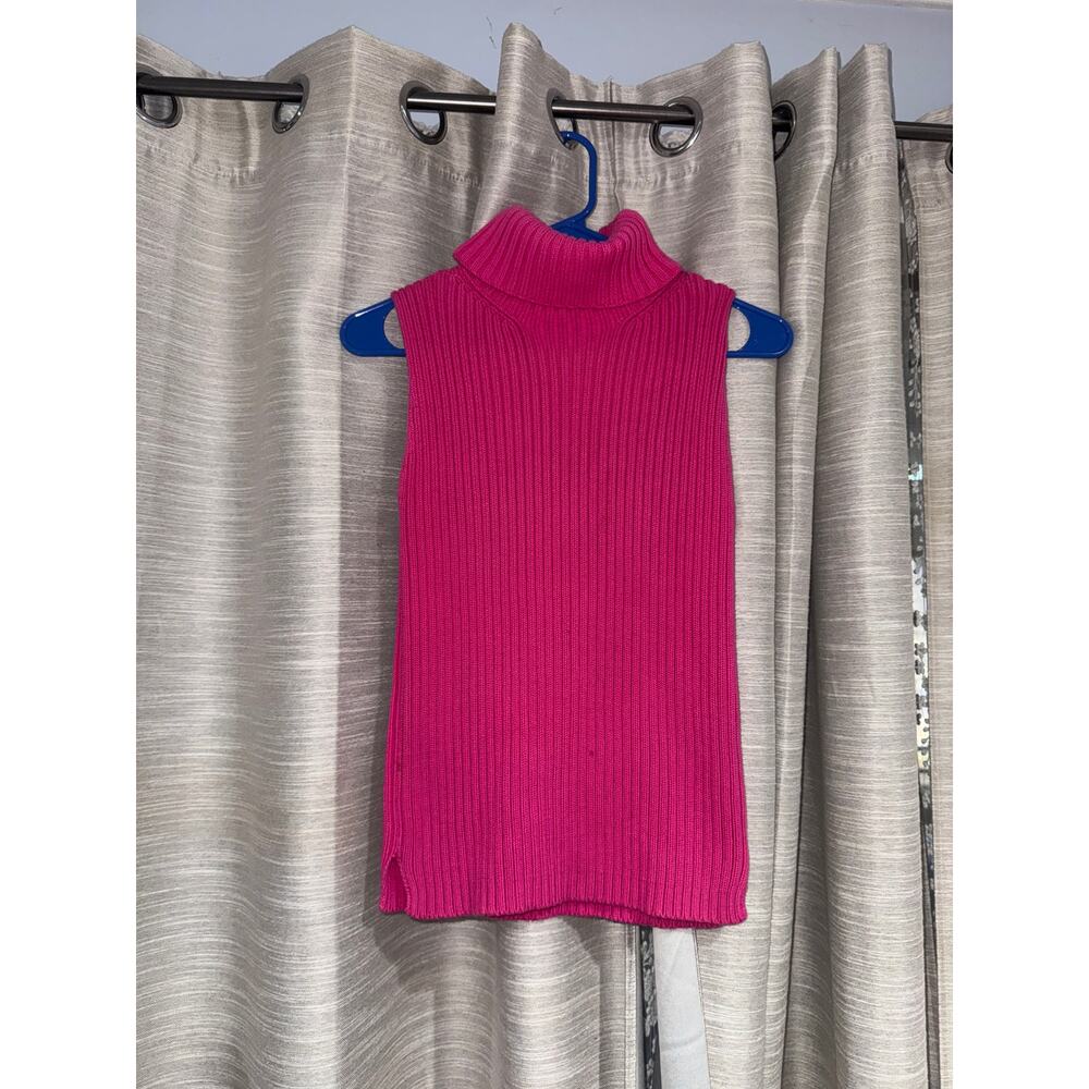 GAP Ribbed Sleeveless Turtleneck Sweater Top Pink 100% Cotton Women’s Size Small